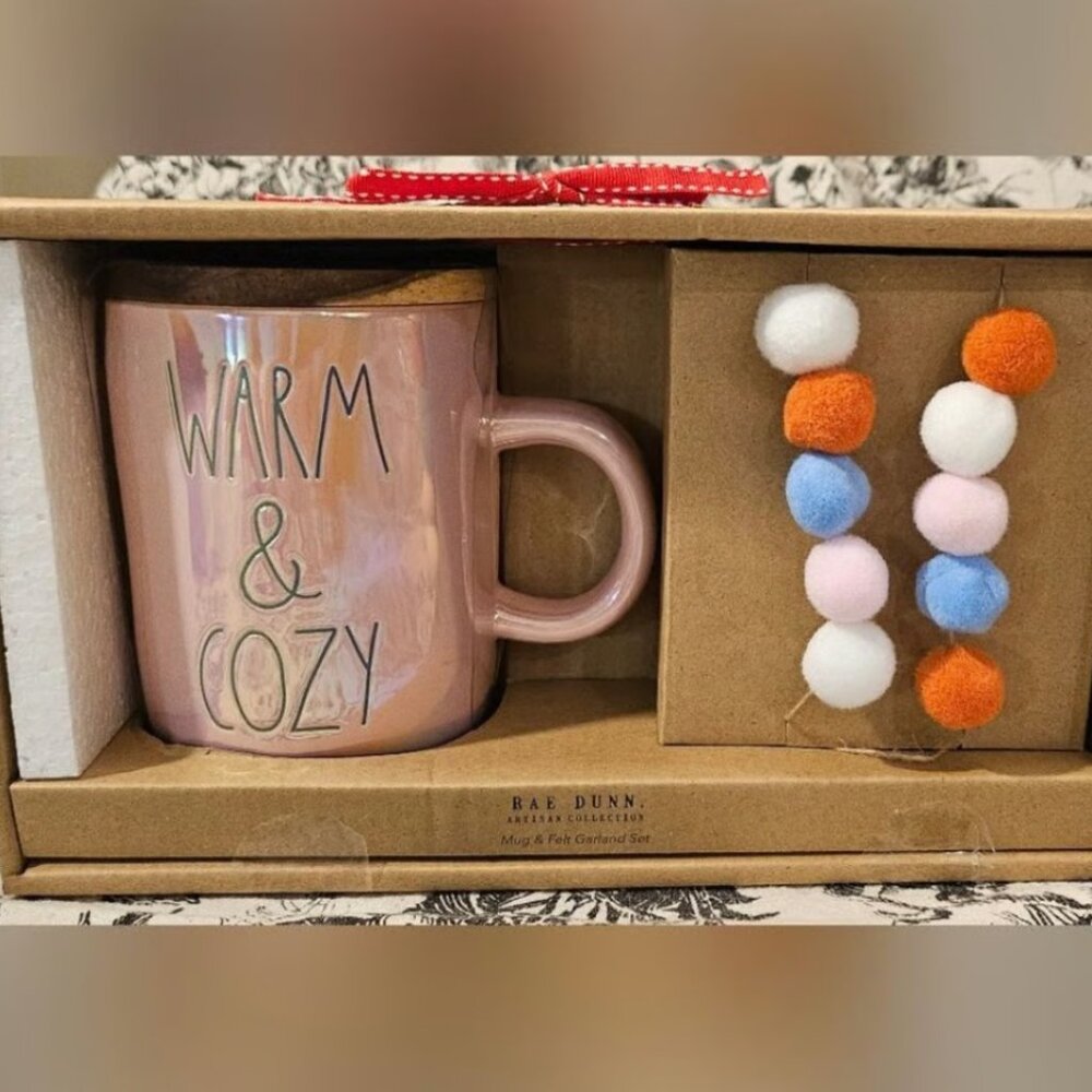 Rae Dunn Warm & Cozy Iridescent Mug and Garland Gift Set NWT's - Picture 2 of 4